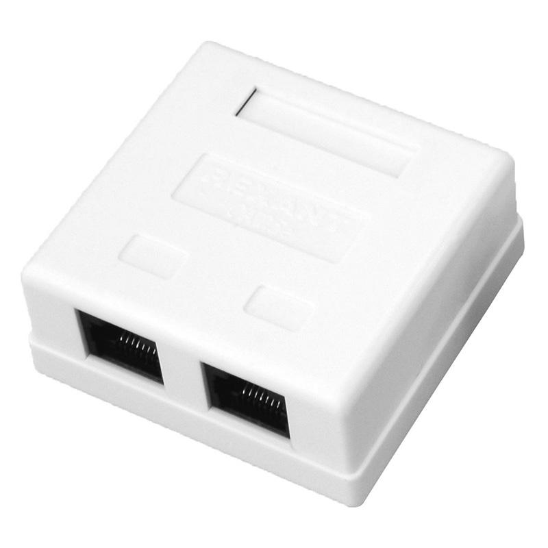 Розетка компьютерная 2-порта RJ-45(8P8C), категория 5е, внешняя