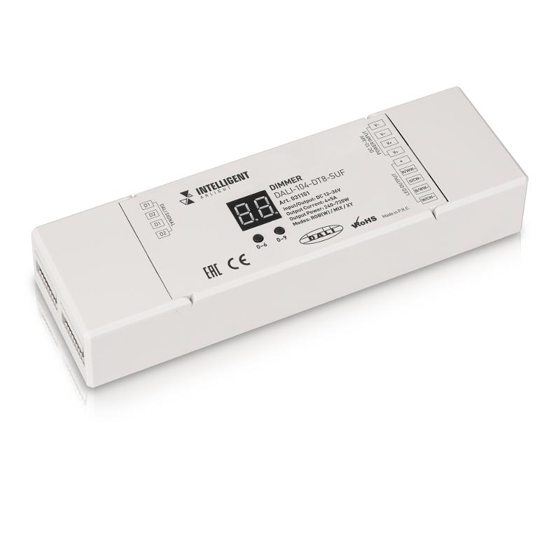 INTELLIGENT ARLIGHT Диммер DALI-104-DT8-SUF (12-36V, RGBW/MIX/XY, 4х5А) (INTELLIGENT ARLIGHT, IP20 Пластик, 3 года)