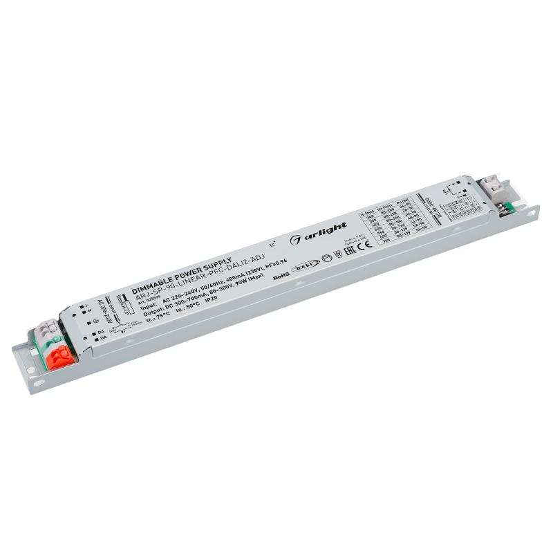 Блок питания ARJ-SP-90-LINEAR-PFC-DALI2-ADJ (90W, 80-300V, 0.3-0.7A) ( IP20 Металл, 5 лет)