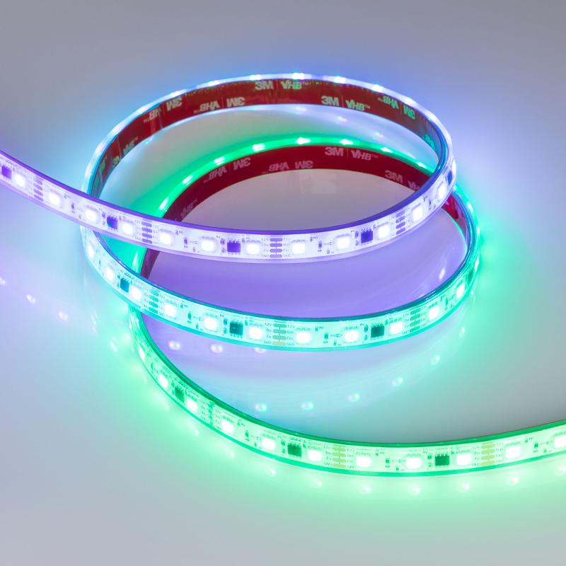 Светодиодная лента герметичная SPI-PFS-B60-12mm 12V RGB-PX3-BPT (12 W/m, IP68, 5060, 5m) (Arlight, бегущий огонь)