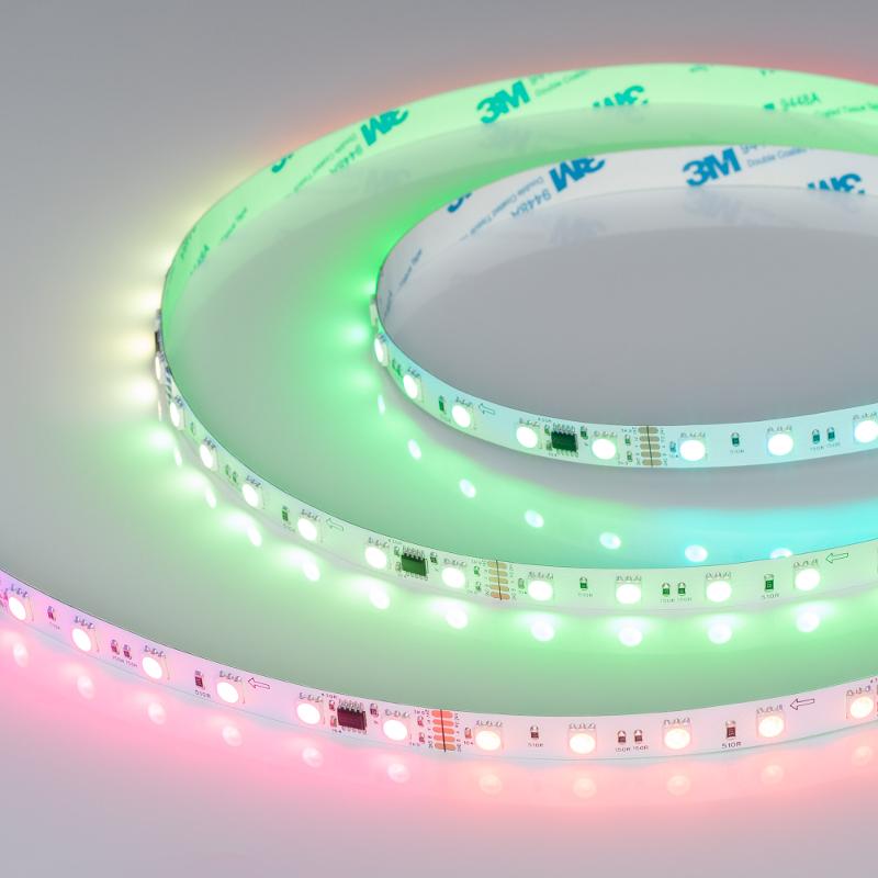 Светодиодная лента DMX-B60-10mm 24V RGB-PX6 (14 W/m, IP20, 5060, 5m) (Arlight, бегущий огонь)