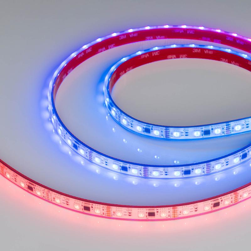 Светодиодная лента герметичная DMX-PS-B60-12mm 12V RGB-PX3 (14 W/m, IP67, 5060, 5m) (Arlight, бегущий огонь)