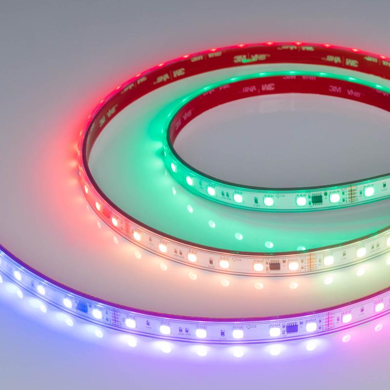 Светодиодная лента герметичная DMX-PFS-B60-12mm 24V RGB-PX6 (14 W/m, IP68, 5060, 5m) (Arlight, бегущий огонь)