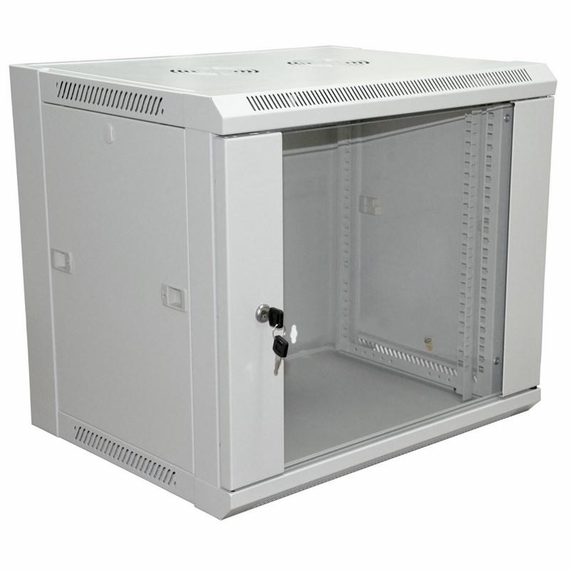19" Настенный шкаф PRO 9U 600×600×500 мм (ШxГxВ) - передняя дверь стекло, боковые стенки съемные (разобранный) RAL 7035