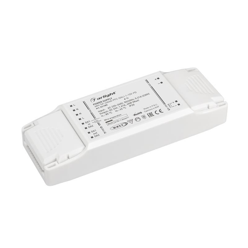 Блок питания ARV-SP-24040-PFC-DALI-1-10V-PD (24V, 1.67A, 40W) (ARL, IP20 Пластик, 5 лет)