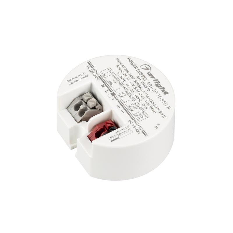 Блок Питания ARJ-SP-16-PFC-R (16W, 15-42V, 0.35-0.4A) (ARL, IP20 Пластик, 5 лет)