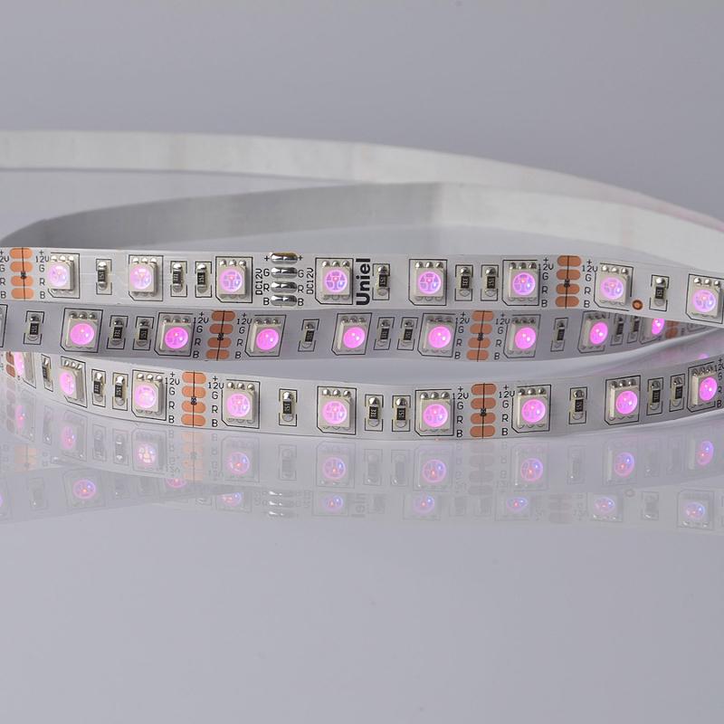 Лента светодиодная мультиколор ULS-5050-60LED/m-10mm-IP20-DC24V-14,4W/m-5M-RGB