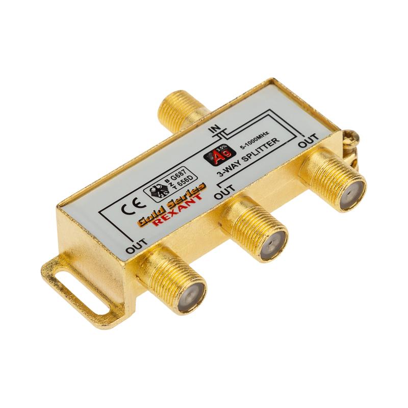 ДЕЛИТЕЛЬ  ТВ x 3 + 4шт. F   "BOX"  5-1000 МГц  "GOLD"