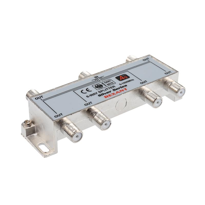 ДЕЛИТЕЛЬ  ТВ "краб" x 6 + 7шт. F   "BOX"  5-1000 МГц  "Silver"