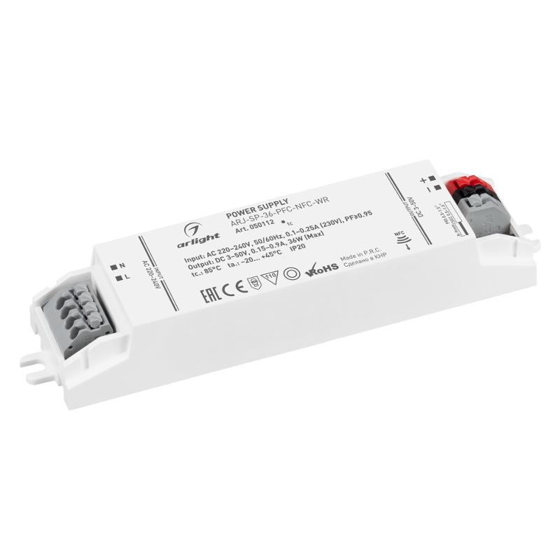 Блок питания ARJ-SP-36-PFC-NFC-WR (36W, 3-50V, 0.15-0.9A) (Arlight, IP20 Пластик, 5 лет)