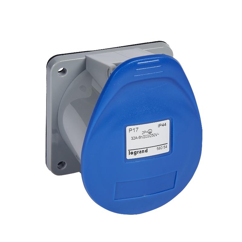 Встраиваемая прямая розетка с уменьшенным фланцем - P17 Tempra Pro - IP 44 - 200/250 В~ - 32 A - 2К+З