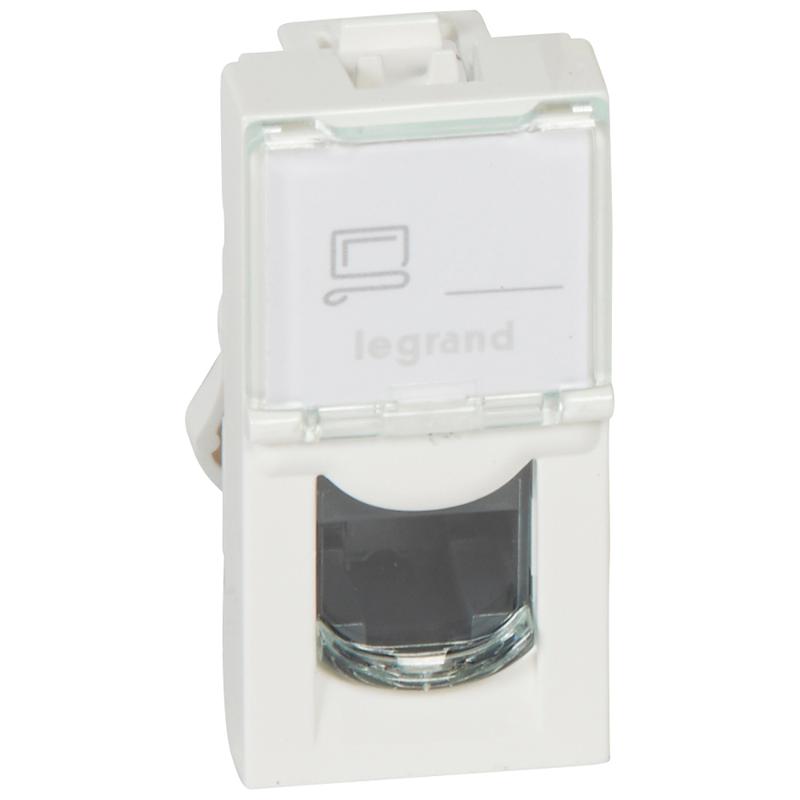 Розетка Mosaic 1М RJ45 UTP кат 5е бел