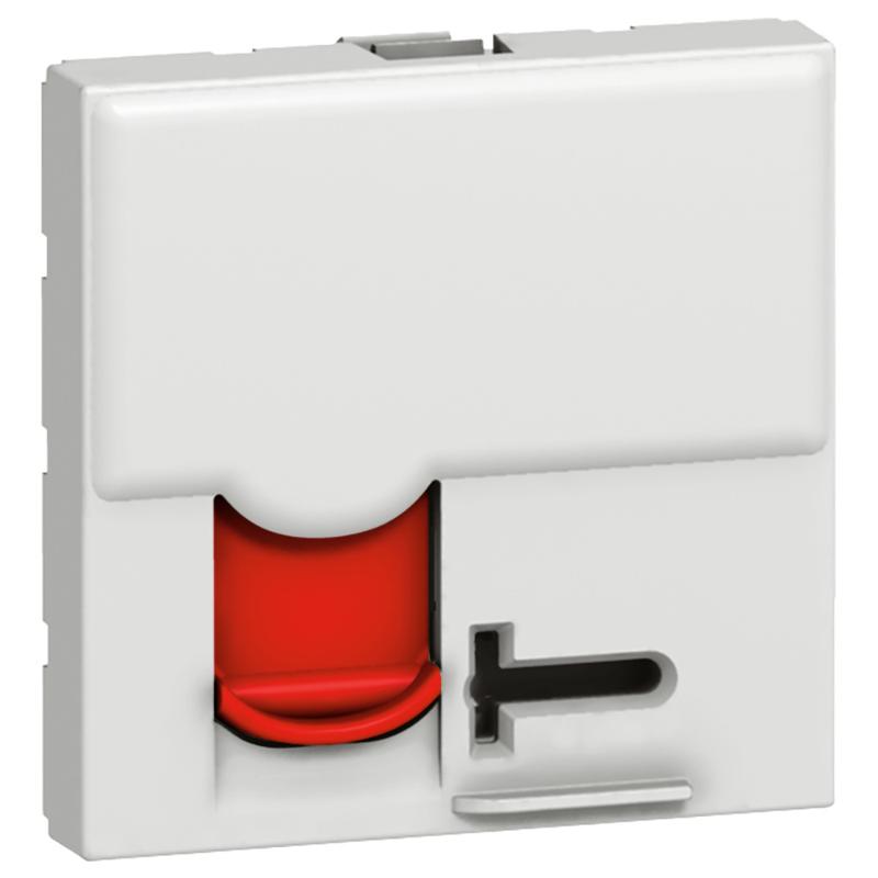 Розетка RJ 45 - Программа Mosaic - категория 6 - UTP - с контролем доступа - 2 модуля - белый с красной шторкой - LCS²