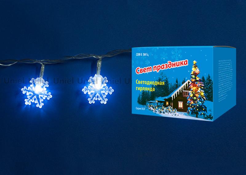Гирлянда светодиодная  «Снежинки» с контроллером  ULD-S0280-020/DTA WHITE IP20 SNOWFLAKES   20 диодов 28 м белая IP20 шнур прозр..
