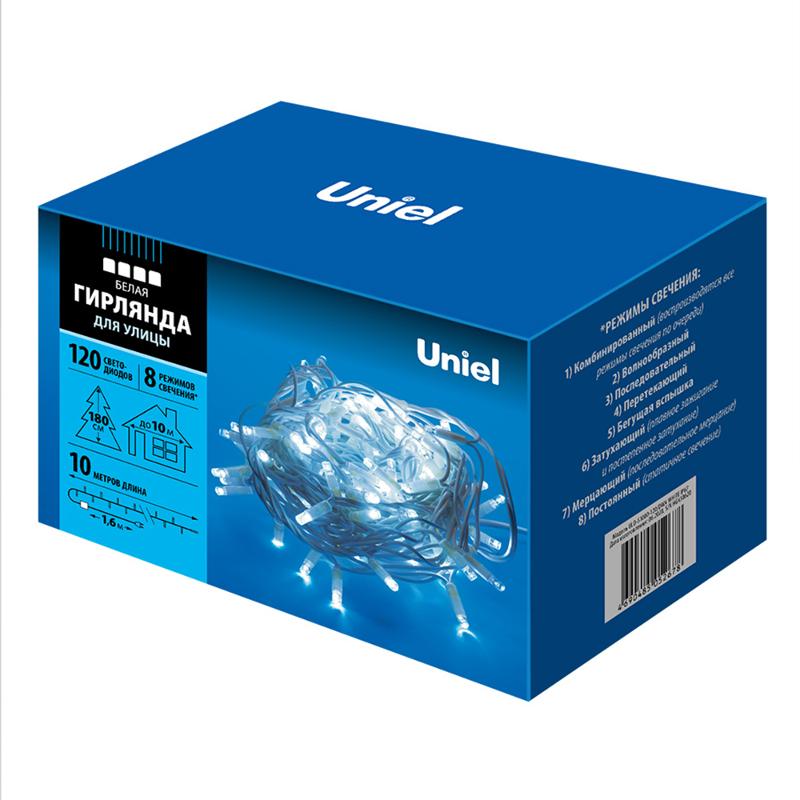 Гирлянда светодиодная  с контроллером  ULD-S1000-120/DWA WHITE IP67   120 диодов, 10 м, белая, IP67, шнур белый