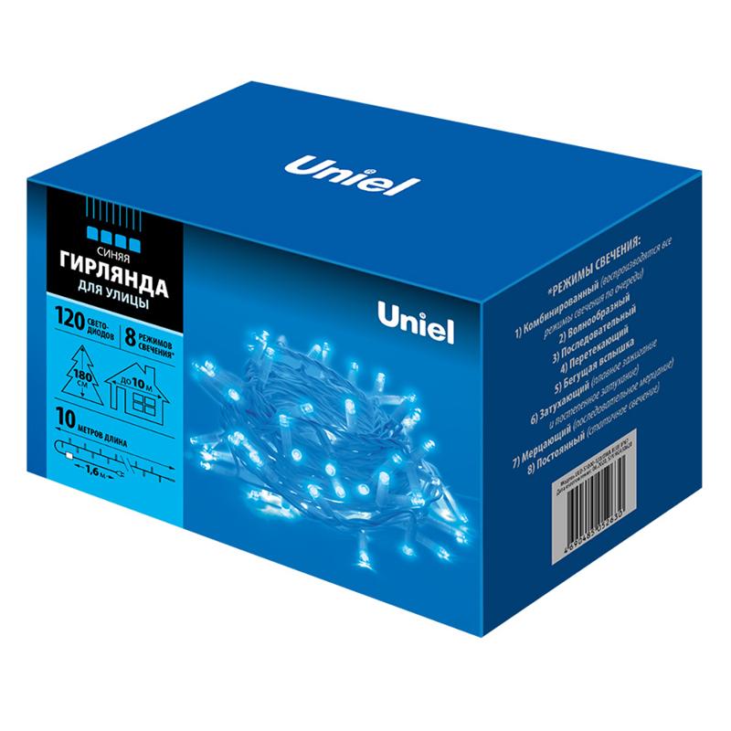 Гирлянда светодиодная  с контроллером  ULD-S1000-120/DWA BLUE IP67   120 диодов, 10 м, синяя, IP67, шнур белый