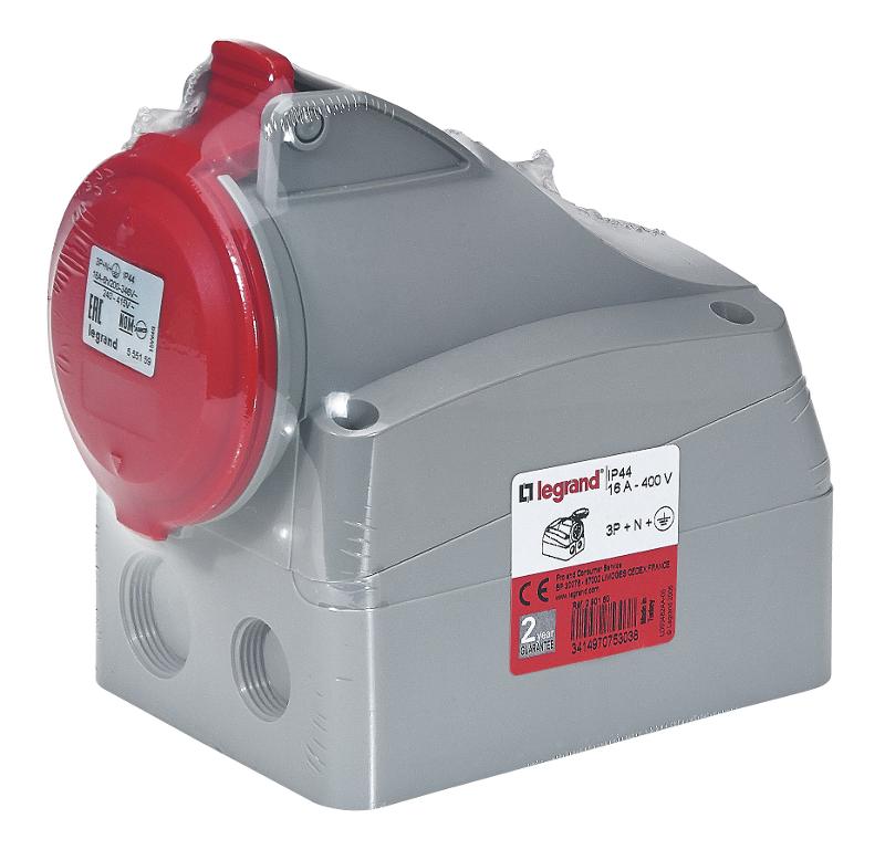 Розетка накладная - 16А -  3К+H+З - 380 В - IP 44