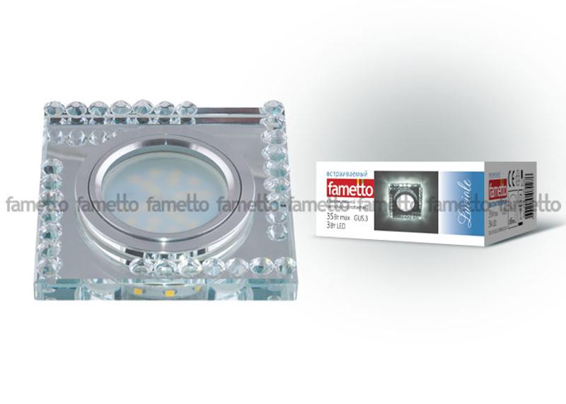 Светильник декор.встр Luciole DLS-L101 GU5.3 CHROME/CLEAR квадр GU5.3 доп.LED подсветка 3Вт металл/стекл. Хром/прозр