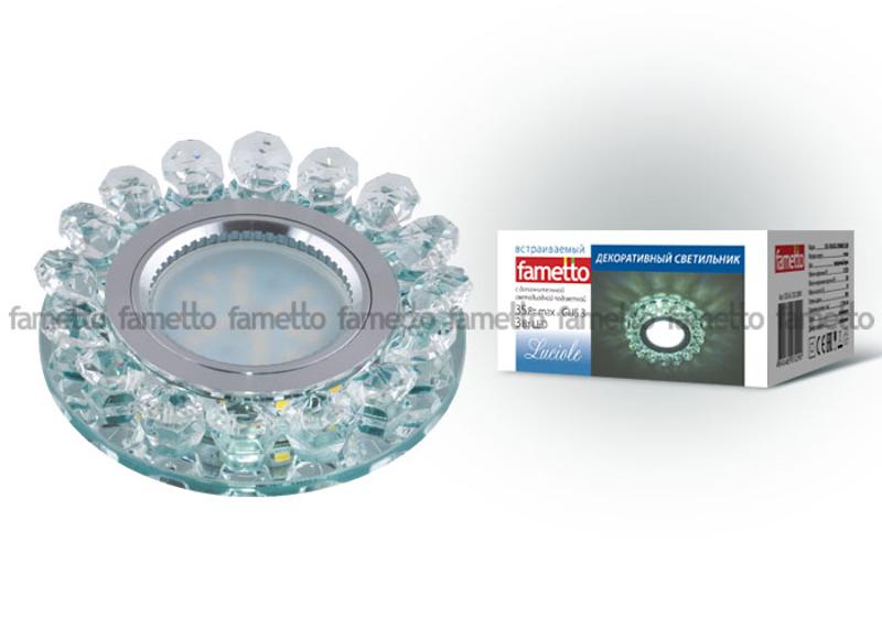 Светильник декор. встраив. Luciole. DLS-L102 GU5.3 CHROME/CLEAR GU5.3. Доп. LED подсветка 3Вт. металл/стекло. Хром/прозр..