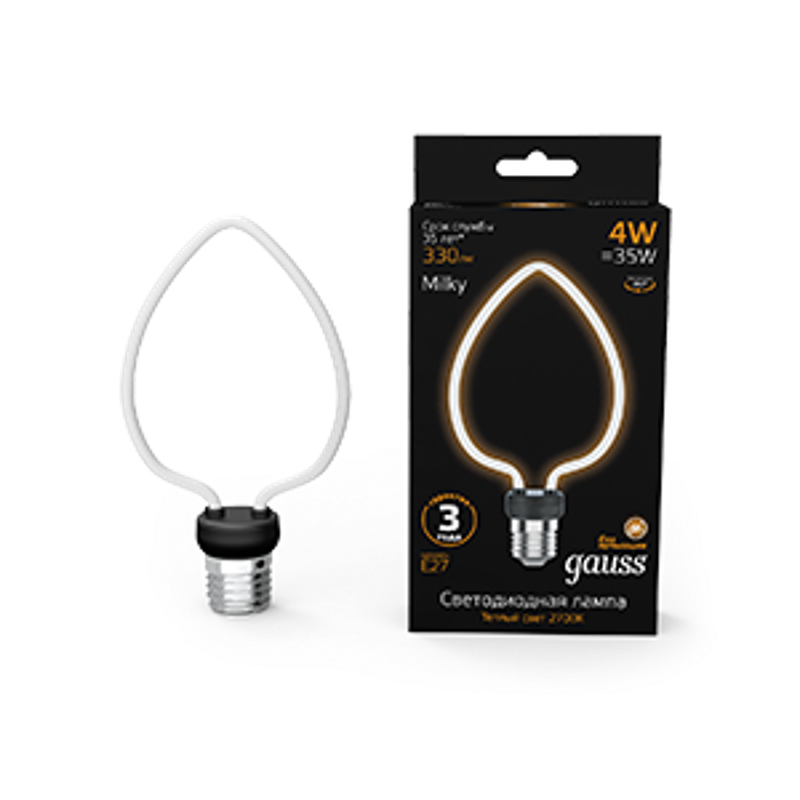 Лампа светодиодная   Filament Artline Heart 4W 330lm 2700К Е27 milky LED 1/10/100