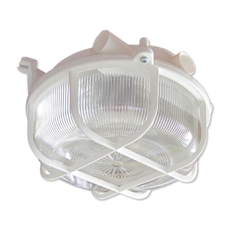 Светильник для ЖКХ под лампу НПП Креа Круг 03-007 100Вт ЛН/КЛЛ/LED Е27 IP44 корпус пластик с решеткой белый