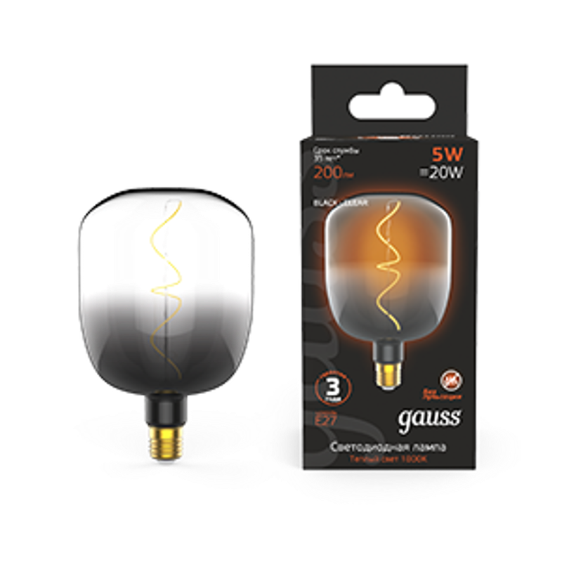 Лампа светодиодная LED Filament V140-DC Black-Clear 5W E27 200lm 1800K 140*204mm 1/6