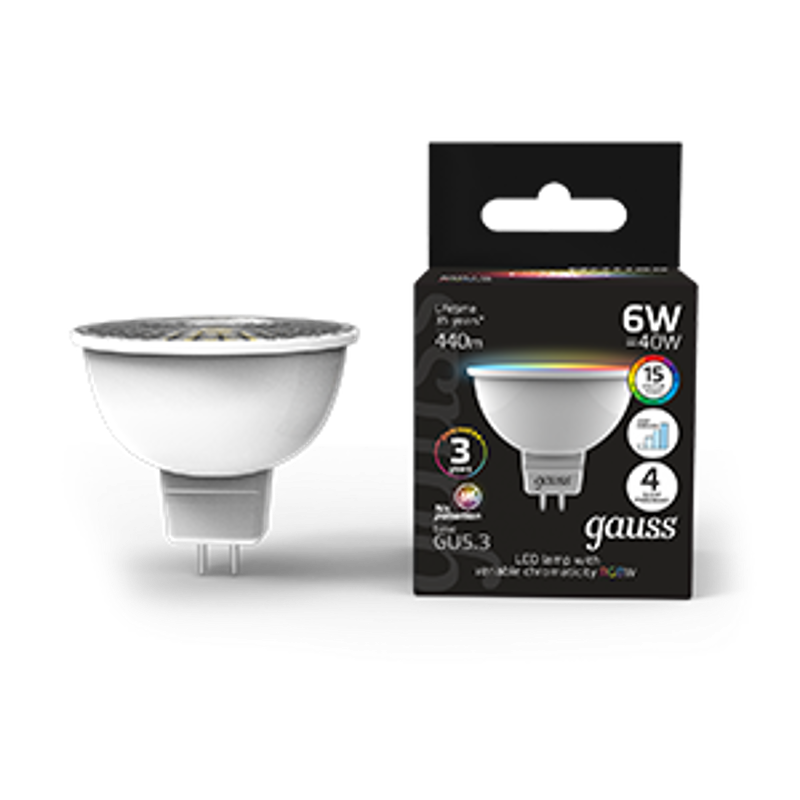 Лампа светодиодная Smart MR16 6W GU5.3 RGBW+dim 1/10/100