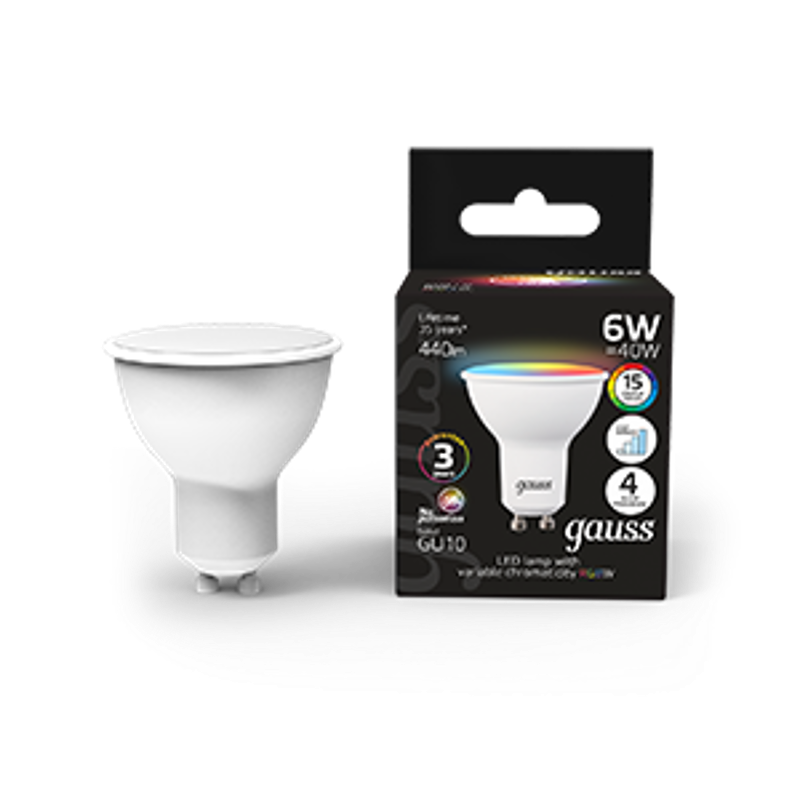 Лампа светодиодная Smart MR16 6W GU10 RGBW+dim 1/10/100