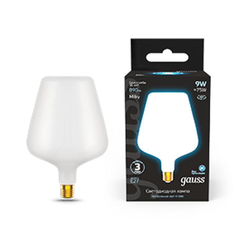 Лампа светодиодная Filament V160 9W 890lm 4100К Е27 milky LED 1/6