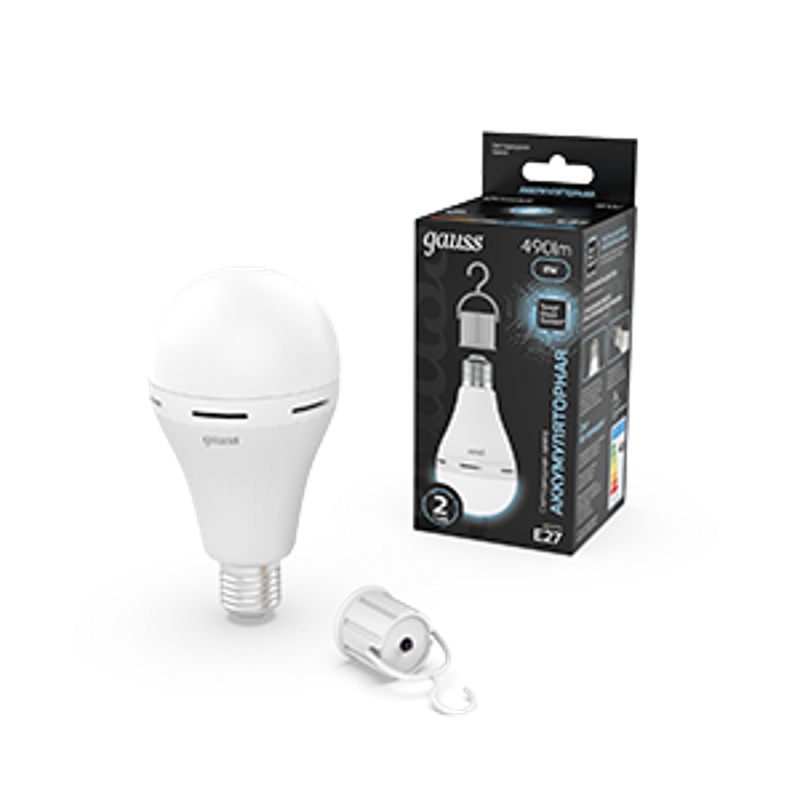 Лампа светодиодная A60 8W 490lm 4100K E27 с Li-Ion аккумулятором LED 1/25