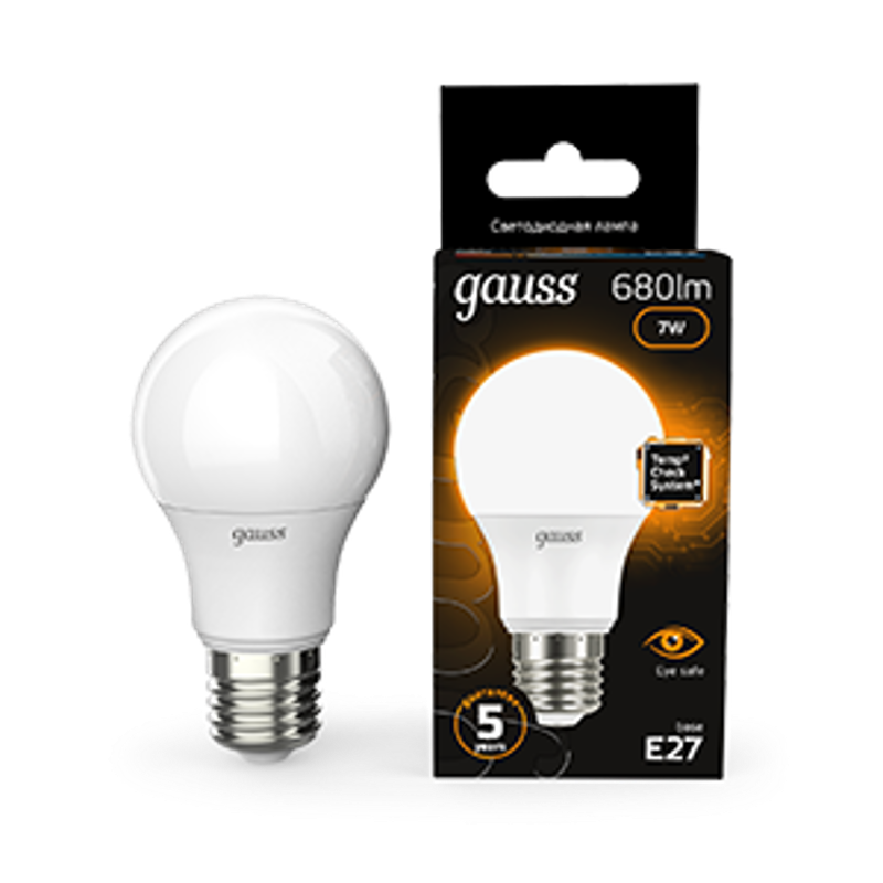Лампа светодиодная LED 7Вт E27 220В 2700К A60