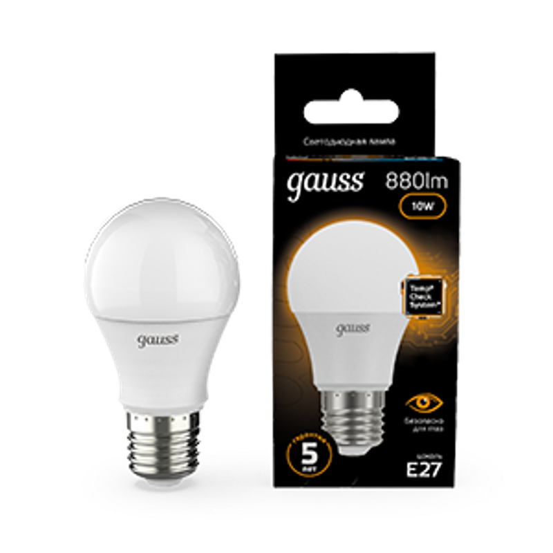 Лампа светодиодная LED 10Вт E27 220В 3000К A60