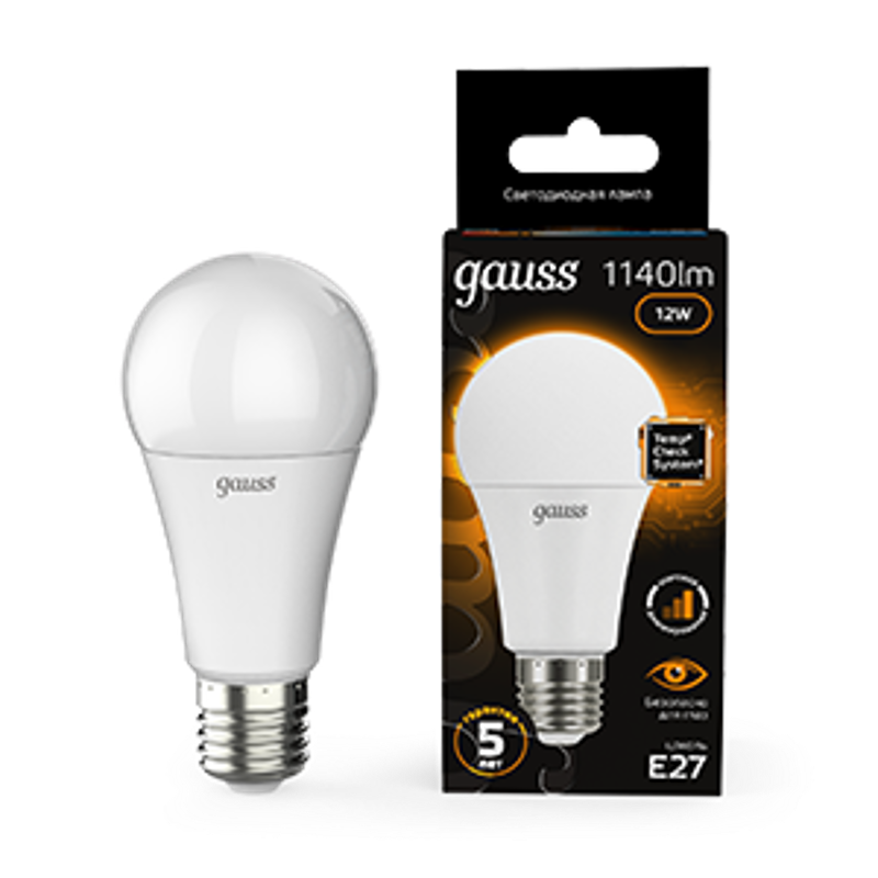 Лампа светодиодная A60 12W 1140lm 3000K Е27 шаг. диммирование LED 1/10/50