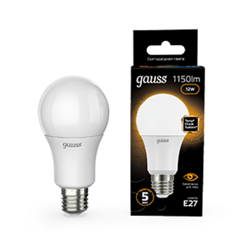 Лампа светодиодная LED 12Вт E27 220В 2700К A60 шар