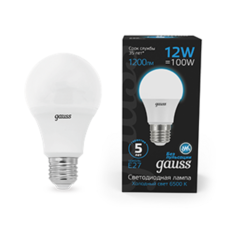 Лампа светодиодная A60 12W 1200lm 6500K E27 LED 1/10/50