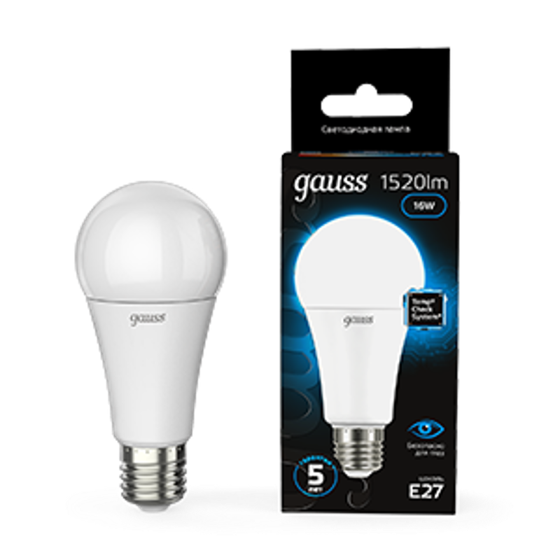 Лампа светодиодная A60 16W 1520lm 6500K E27 LED 1/10/50