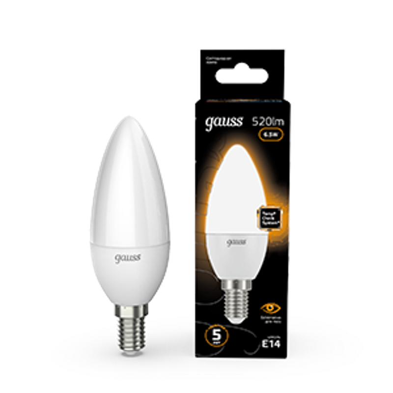 Лампа светодиодная LED 6,5Вт E14 220В 2700К свеча