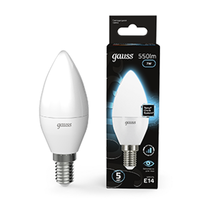 Лампа светодиодная LED 7Вт E14 220В 4100К свеча, диммируемая