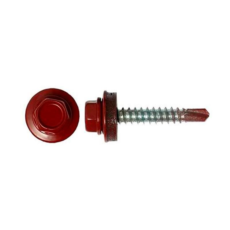 Саморез КР св. 4,8х28 RAL-3011 (тёмно-красный) (300 шт) - ведро ( 1,584 кг)