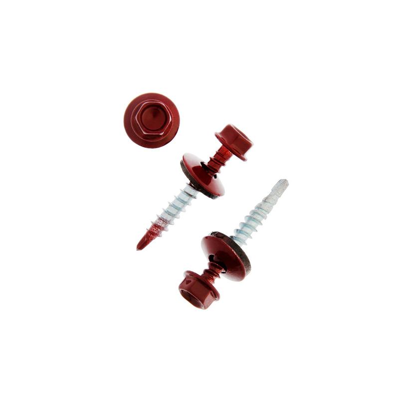 Саморез КР св. 4,8х35 RAL-3011 (тёмно-красный) (250 шт) - ведро ( 1,478 кг)