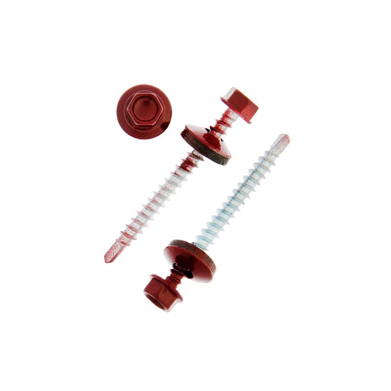 Саморез КР св. 4,8х51 RAL-3011 (тёмно-красный) (200 шт) - ведро ( 1,462 кг)