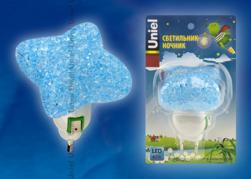 Светильник-ночник DTL-309-Звездочка/BLUE/1LED/01W выключатель на корпусе.