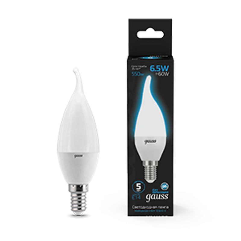 Лампа светодиодная Свеча на ветру 6.5W 550lm 6500K E14 LED 1/10/50