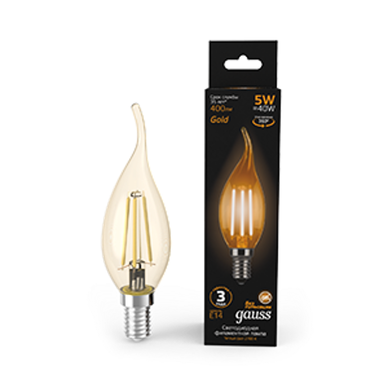 Лампа светодиодная LED 5Вт E14 220В 2700К свеча на ветру