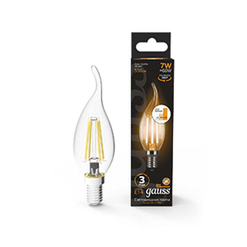 Лампа светодиодная Black LED Filament Свеча на ветру E14 7W 550lm 2700K step dimmable