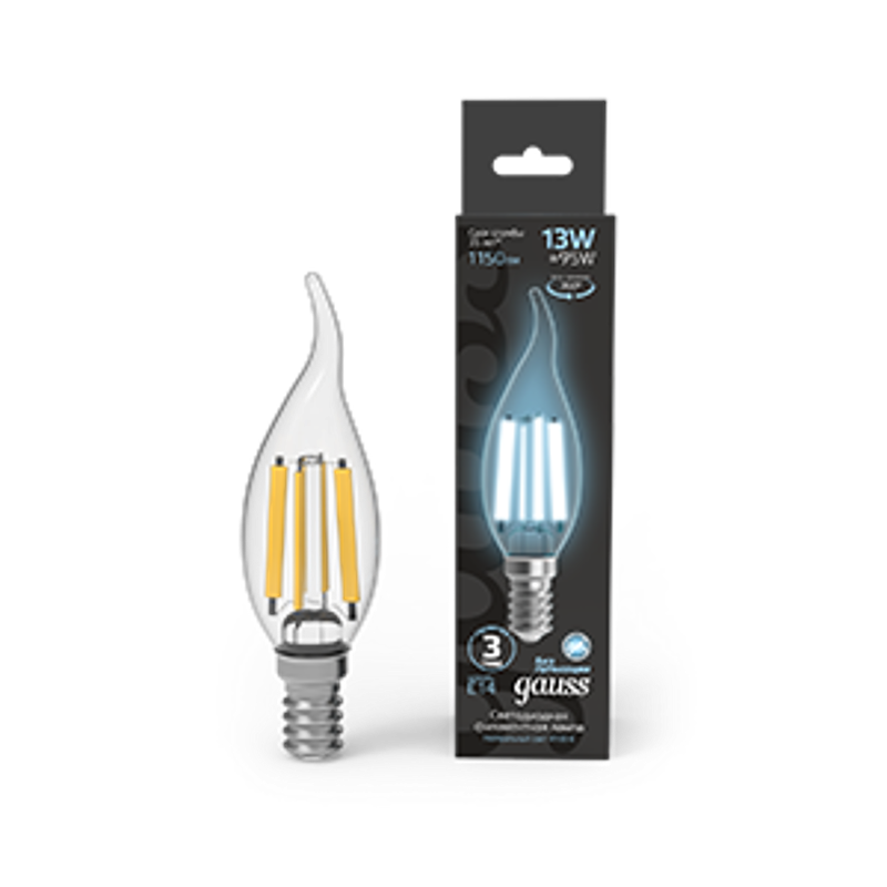 Лампа светодиодная Filament Свеча на ветру 13W 1150lm 4100К Е14 LED 1/10/50