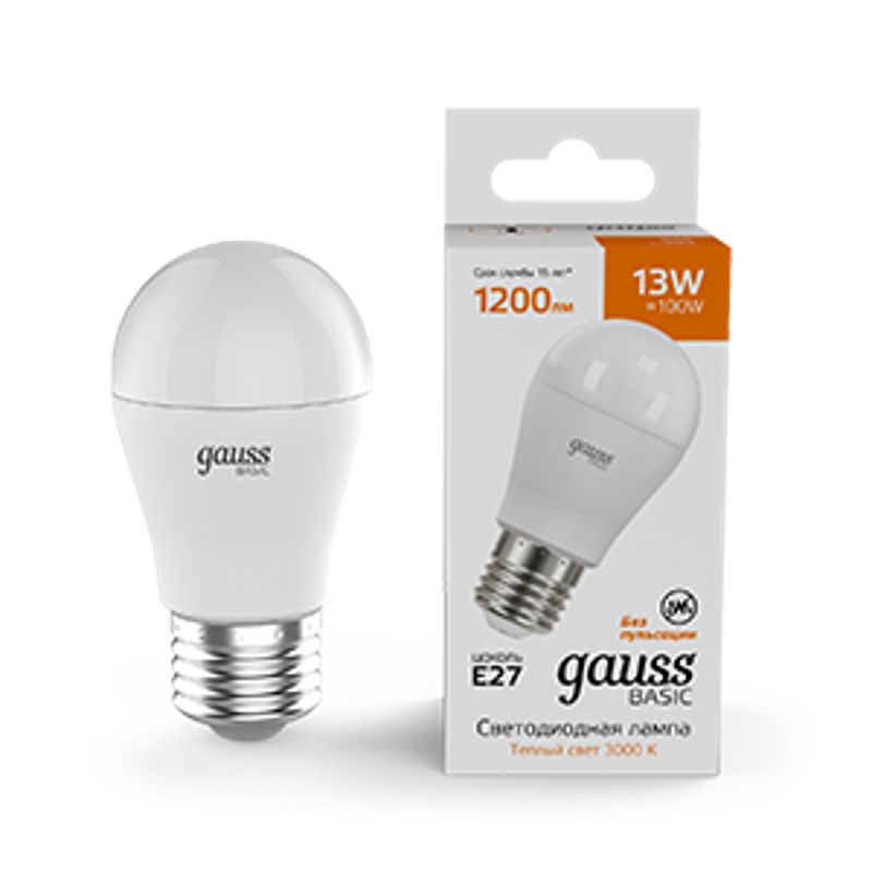 Лампа светодиодная   Basic Шар 13W 1200lm 3000K E27 LED 1/10/100