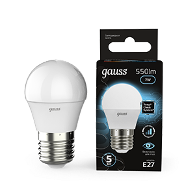 Лампа светодиодная LED 7Вт E27 220В 4100К шар, диммируемая