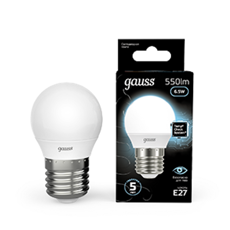 Лампа светодиодная LED 6,5Вт E27 220В 4100К шар