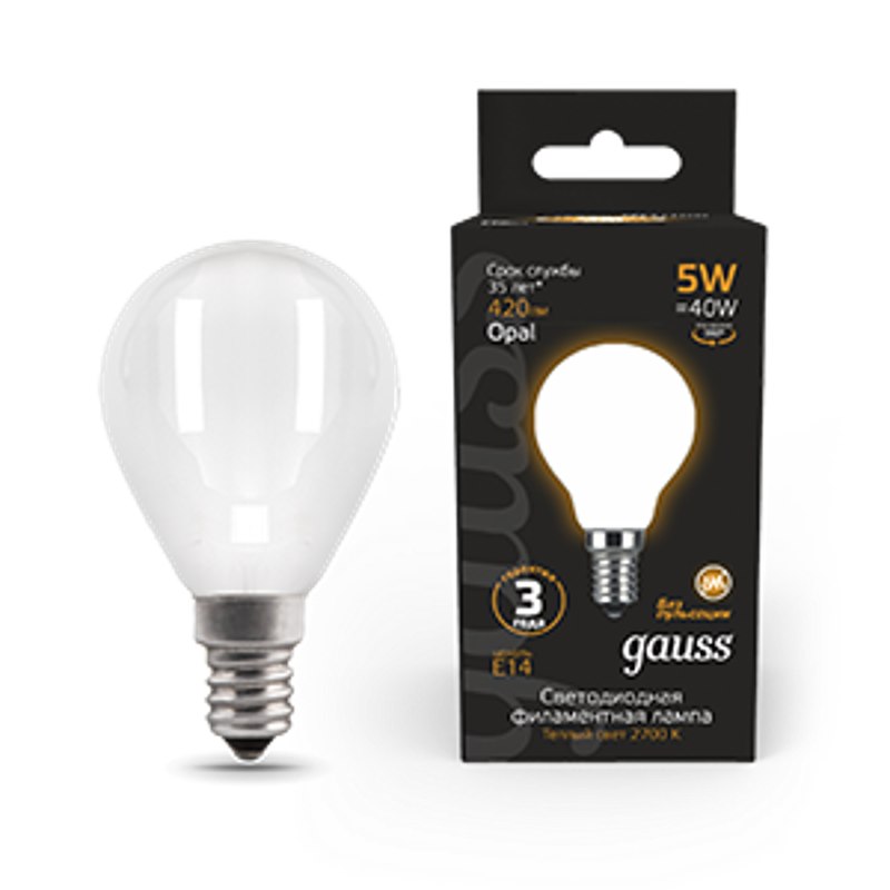 Лампа светодиодная Black LED Filament Шар OPAL E14 5W 420lm 2700K
